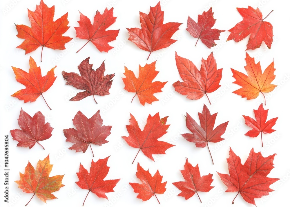 A red, burgundy maple leaf frame is isolated on a white background. Flat lay, top view, copy space. Fall concept. Autumn background. Creative season layout.