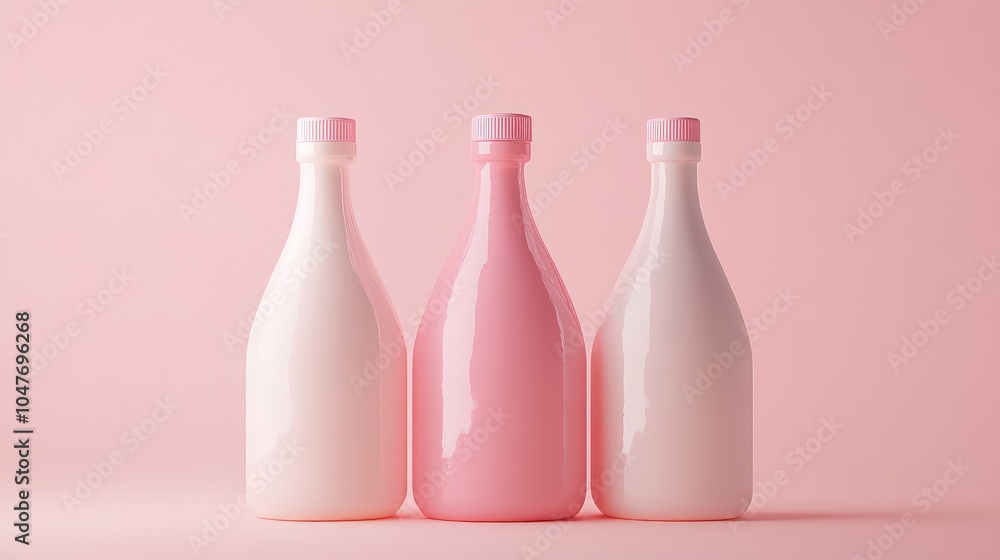 Stylish Pink and White Bottles on Soft Pink Background - High-Resolution Image for Modern Aesthetic and Beauty-Themed Projects Stylish Pink and White Bottles on Soft Pink Background - High-Resolution Image for Modern Aesthetic and Beauty-Themed Projects