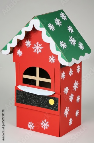 christmas birdhouse closeup photo