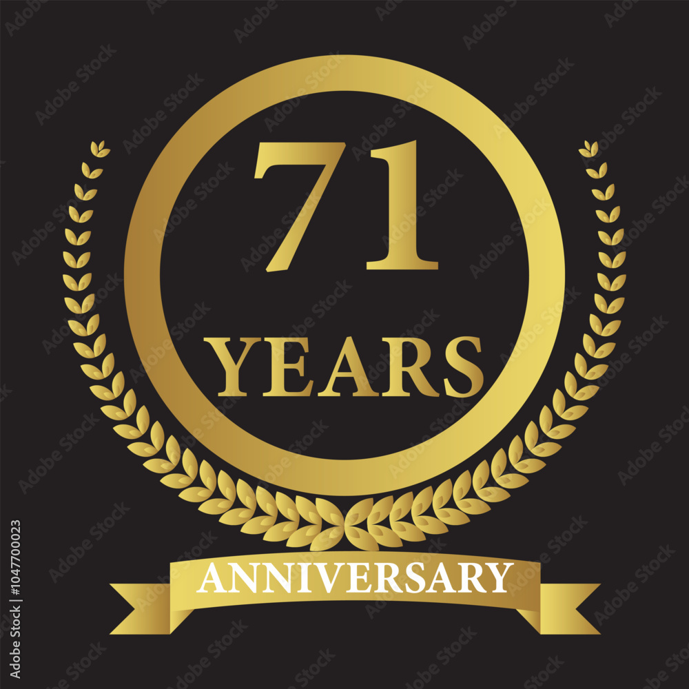 71 years anniversary icon with laurel wreath. Vector illustration. 71 years anniversary icon with laurel wreath. Vector illustration.