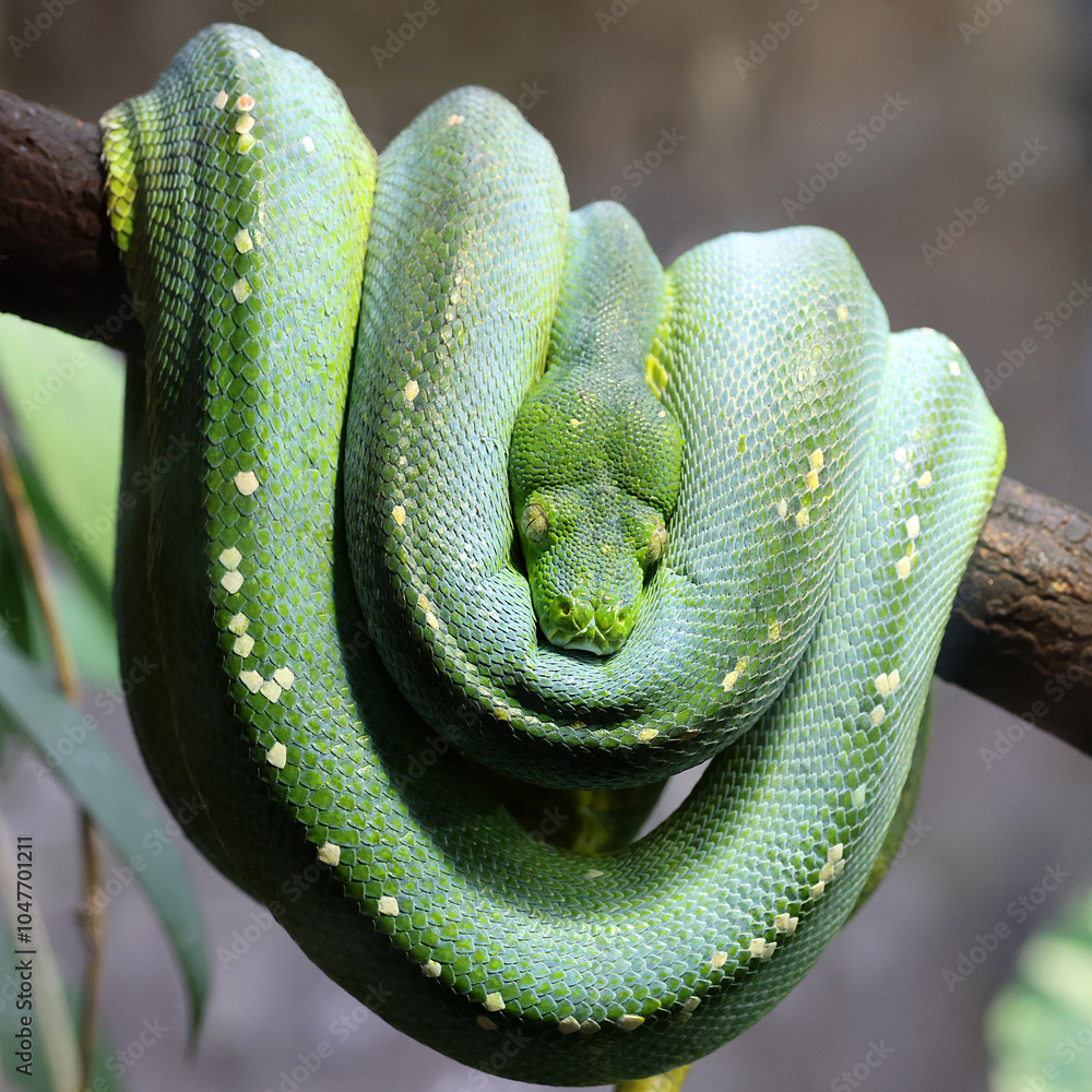 The green tree python (Morelia viridis)