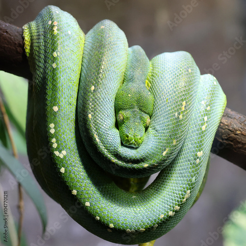 Obraz na płótnie The green tree python (Morelia viridis) w salonie