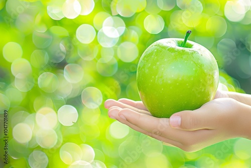 Hands holding a apples, representing freshness and health. photo