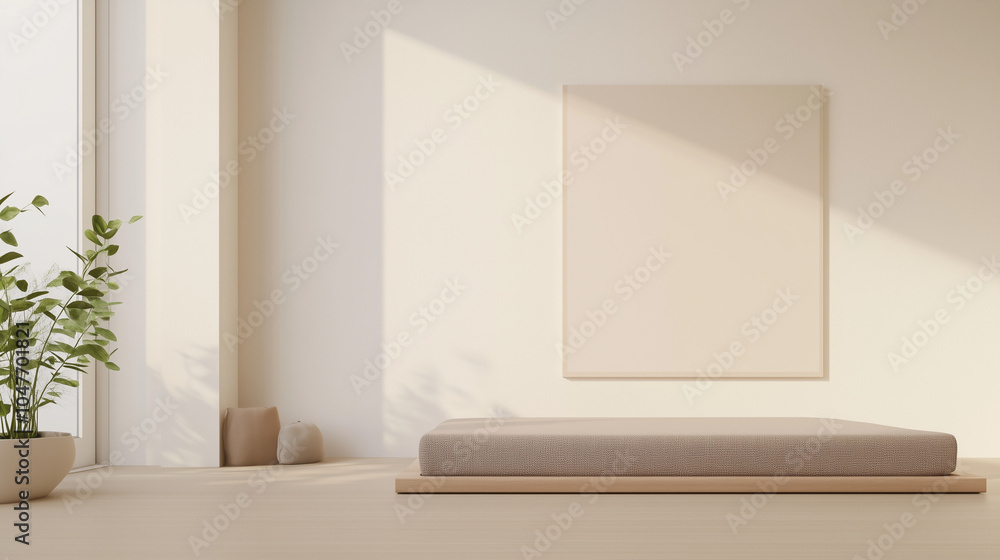 Minimalist zen room with floor cushion and natural light
Minimalist zen room with floor cushion and natural light
