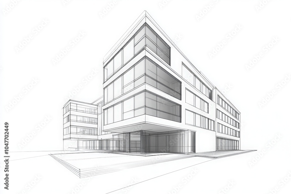 The design features a clean, minimalist hotel structure with multiple levels and large windows. Its geometric shapes create a contemporary look, highlighting simplicity and elegance in architecture. The design features a clean, minimalist hotel structure with multiple levels and large windows. Its geometric shapes create a contemporary look, highlighting simplicity and elegance in architecture.