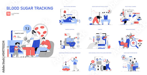 Blood Sugar Tracking. Flat Vector Illustration