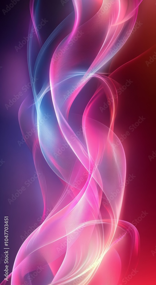 Fototapeta premium Abstract colorful waves of light in pink, blue, and purple tones.
