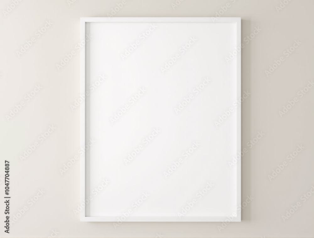 Large Empty Canvas Mockup for Art Prints in Minimalist Interior with Thin White Frame. Bright Wall with Large Simple Frame for Art Prints Mockup in Minimalist Interior Large Empty Canvas Mockup for Art Prints in Minimalist Interior with Thin White Frame. Bright Wall with Large Simple Frame for Art Prints Mockup in Minimalist Interior
