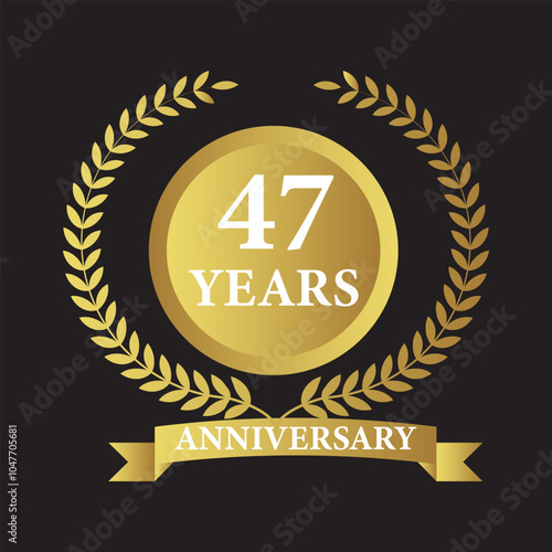 47 years anniversary icon with laurel wreath. Vector illustration.