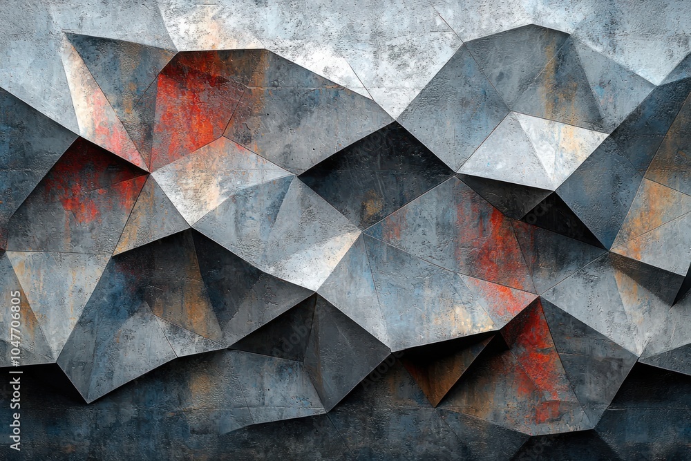 Abstract Geometric Metal Wall with Rust and Paint Splashes Abstract Geometric Metal Wall with Rust and Paint Splashes