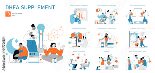 DHEA Supplement. Flat Vector Illustration