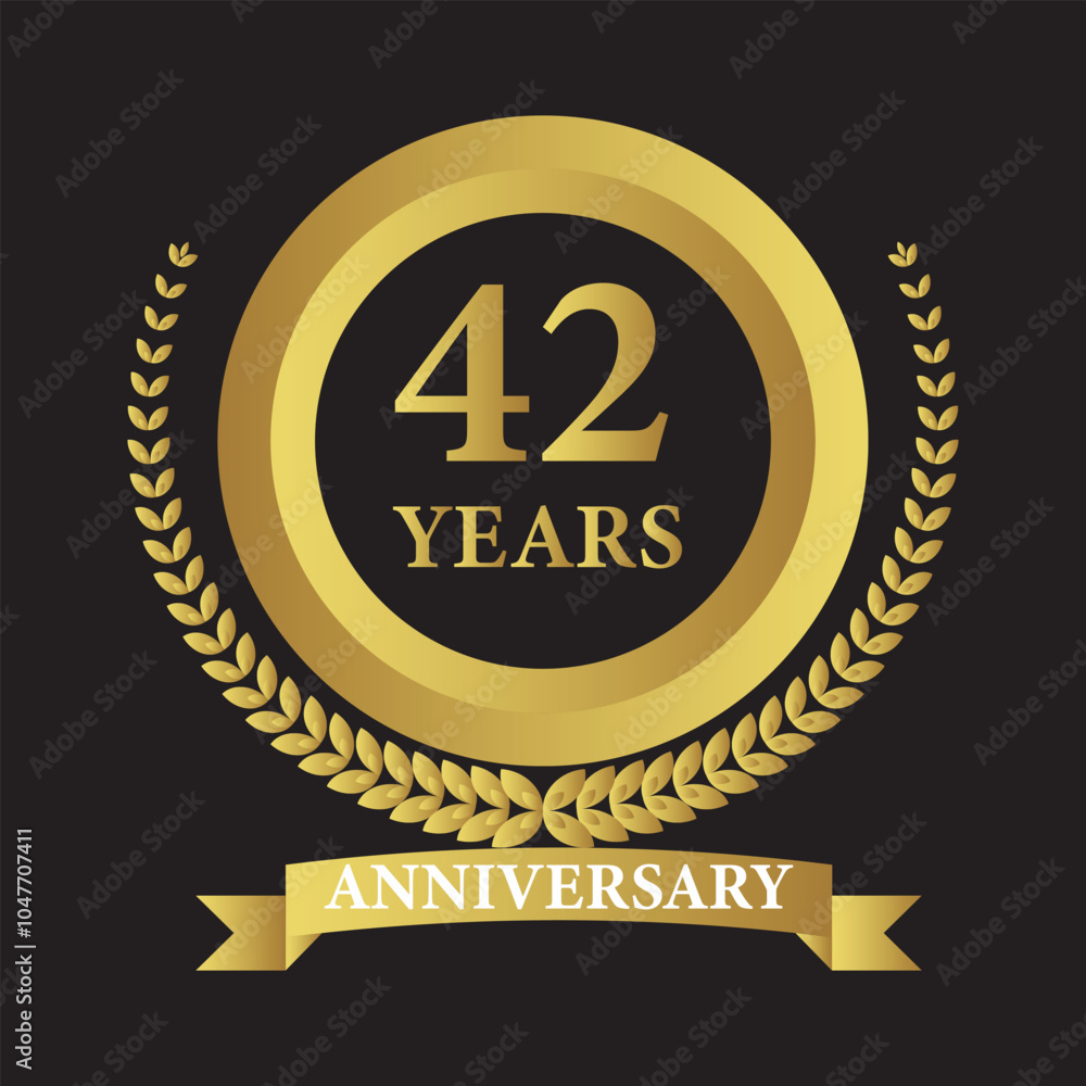 42 years anniversary icon with laurel wreath. Vector illustration. 42 years anniversary icon with laurel wreath. Vector illustration.
