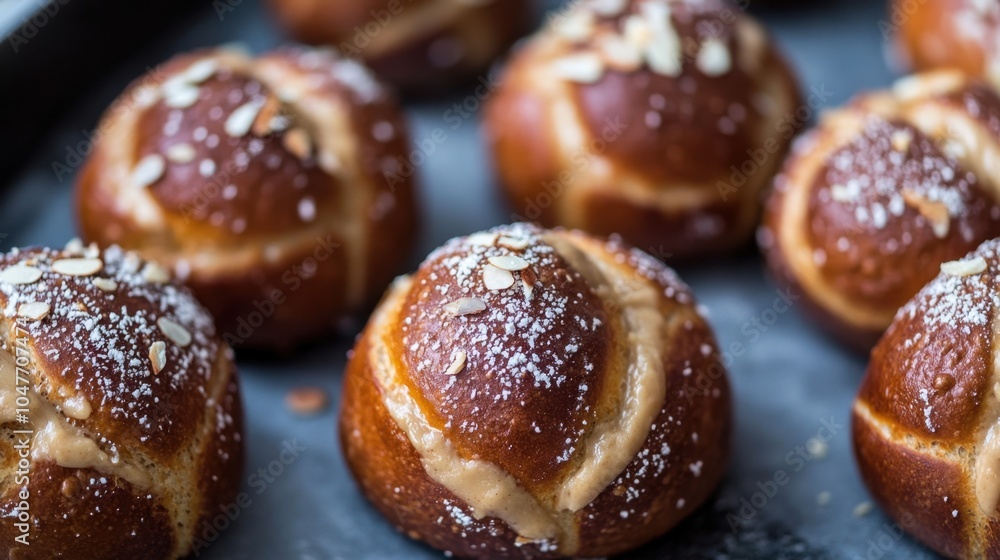 Rustic Pretzel Bites in a Bowl on Textured Tablecloth. Paleo Almond Butter-Stuffed Soft Pretzel Bites Rustic Pretzel Bites in a Bowl on Textured Tablecloth. Paleo Almond Butter-Stuffed Soft Pretzel Bites