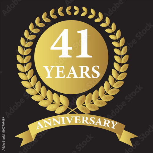 41 years anniversary icon with laurel wreath. Vector illustration. photo