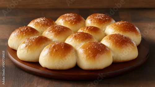 Freshly Baked Golden Dinner Rolls in Glass Baking Dish. Dinner Rolls