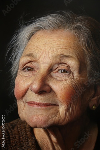 Elderly Woman Portrait with Expressive Eyes and Smile