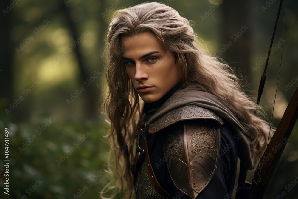 Majestic Elf Archer in Enchanted Forest Majestic Elf Archer in Enchanted Forest