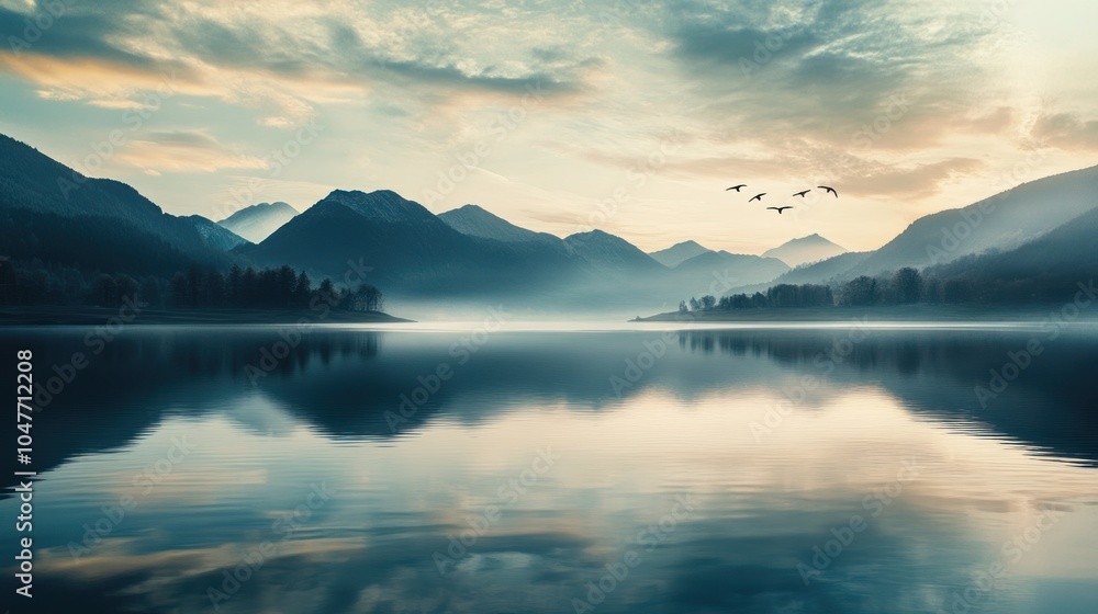 Fototapeta premium Tranquil Mountain Lake at Dawn