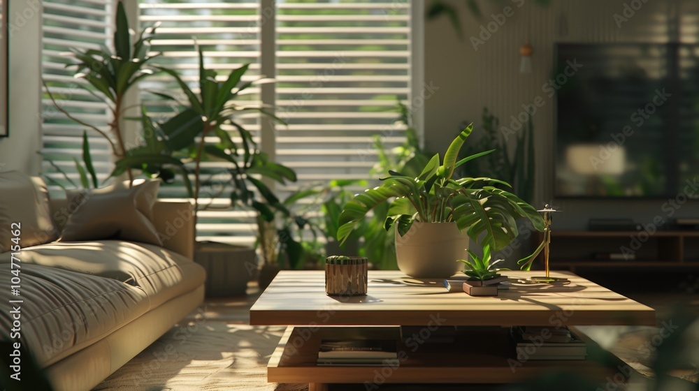 Furnished room with greenery and comfortable atmosphere Furnished room with greenery and comfortable atmosphere