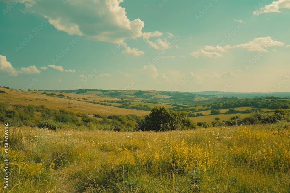 Obraz premium A serene landscape of grass and trees, perfect for nature-themed projects