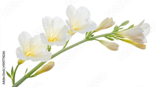 Delicate freesia flower isolated on a white background.