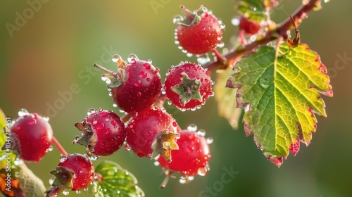 A cluster of juicy berries growing on a tree branch