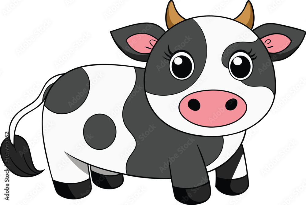 Naklejka premium black and white cow vector 