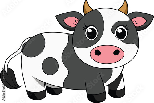 black and white cow vector 