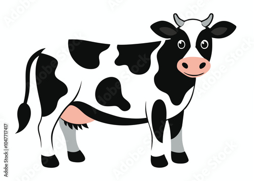 black and white cow vector 