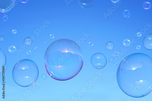 Wallpaper Mural Soap bubbles on blue sky .     Torontodigital.ca