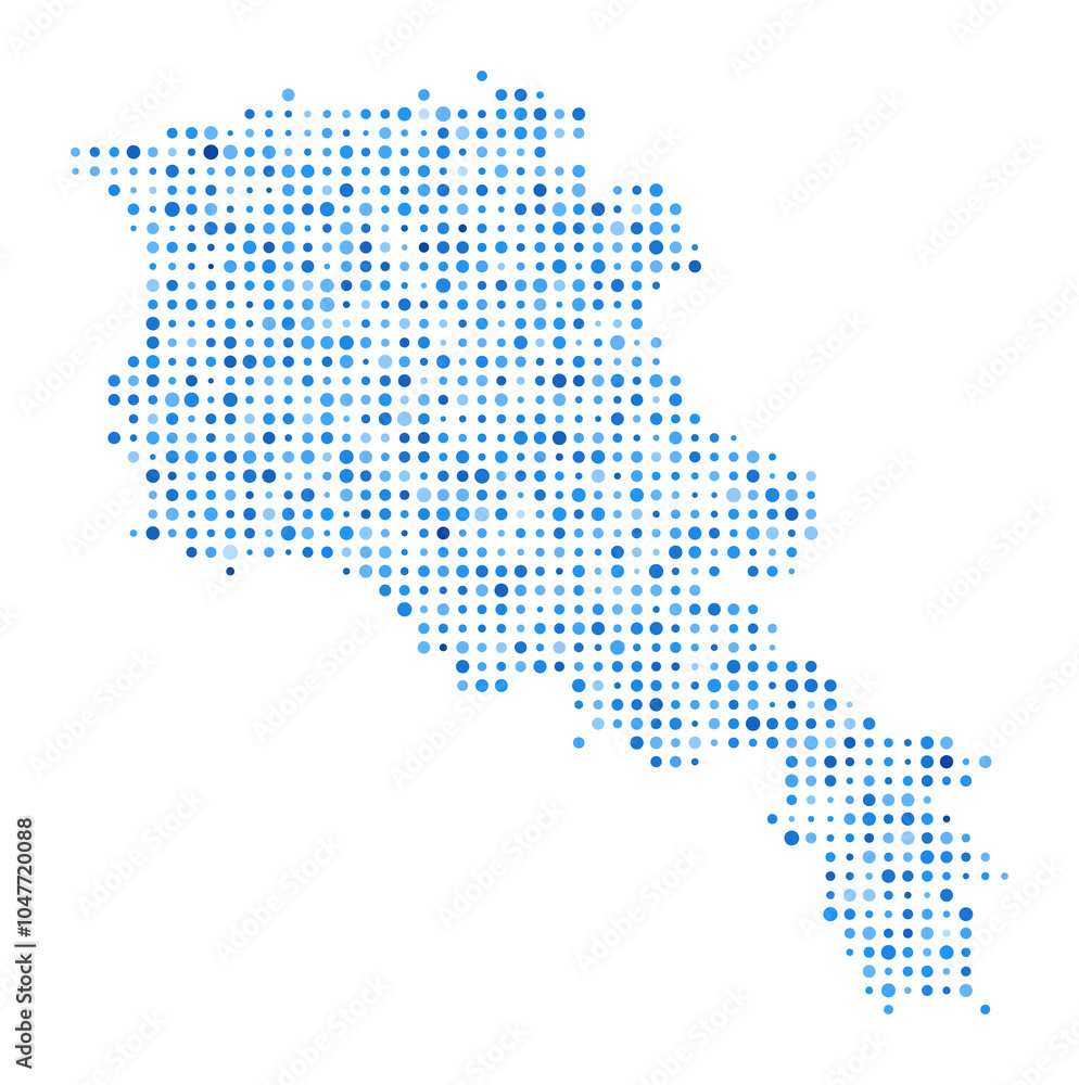 Obraz premium Armenia Dot Map. Country Digital Style Shape. Armenia vector image. Country shape blue circular dots. Beautiful vector illustration.