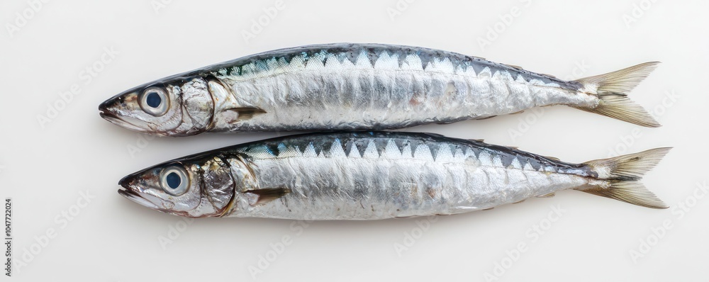 Fresh sardine fish displayed attractively on a clean white background. Fresh sardine fish displayed attractively on a clean white background.