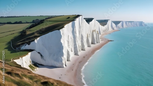 White Cliffs of Dover, England, Coastal Scenery. Generative AI photo