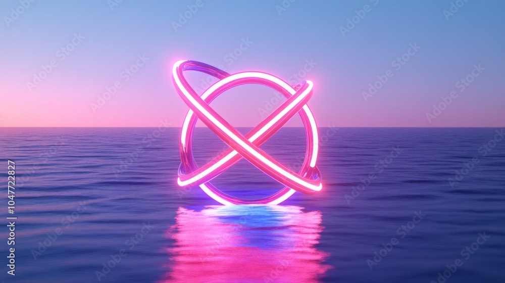 neon circle on the water neon circle on the water