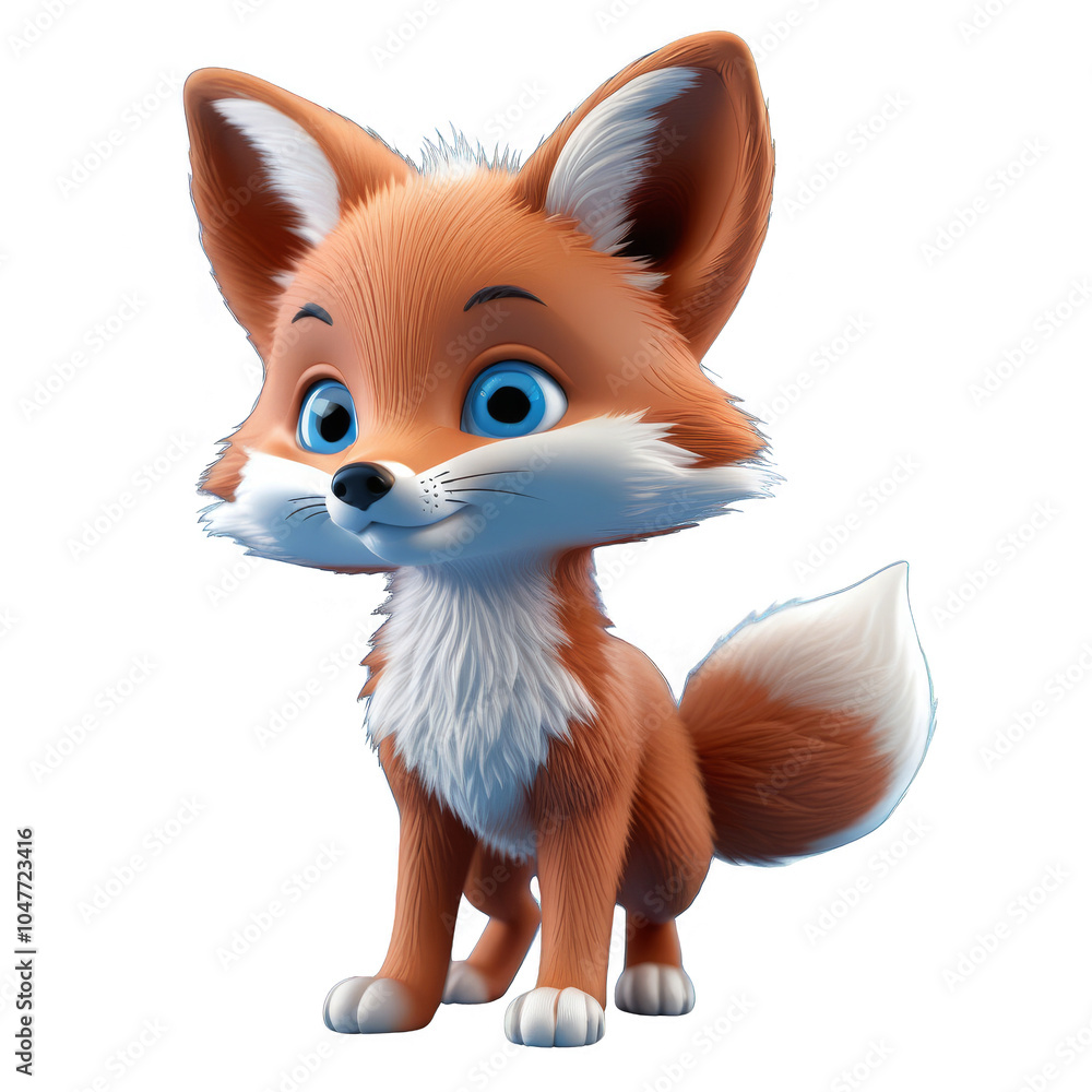 Obraz premium Vibrant 3D cartoon wolf design, perfect for animations, illustrations, and character concepts