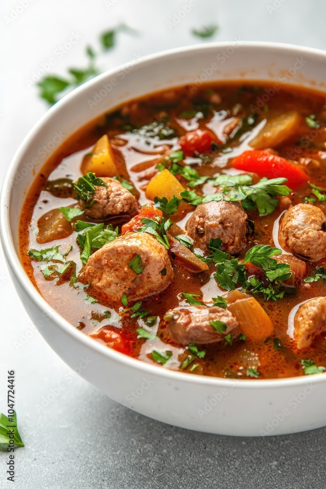 Gumbo served in a bowl, beautifully isolated on white. Gumbo served in a bowl, beautifully isolated on white.