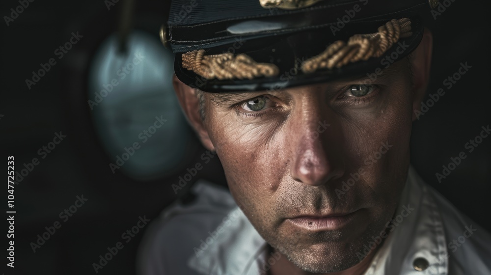 Closeup of an elderly man wearing a military cap, exuding confidence and a sense of service Closeup of an elderly man wearing a military cap, exuding confidence and a sense of service