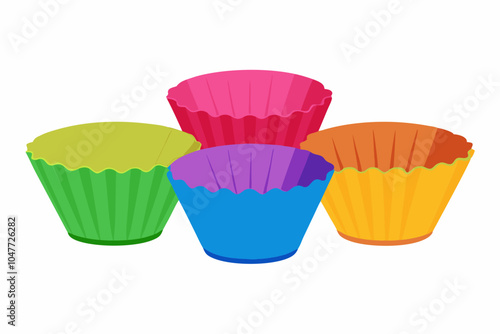 Coloured cupcake baking cups, isolated
