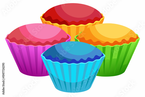 Coloured cupcake baking cups, isolated