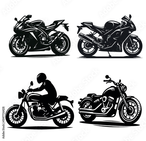 Collection of Four Silhouette Motorcycles