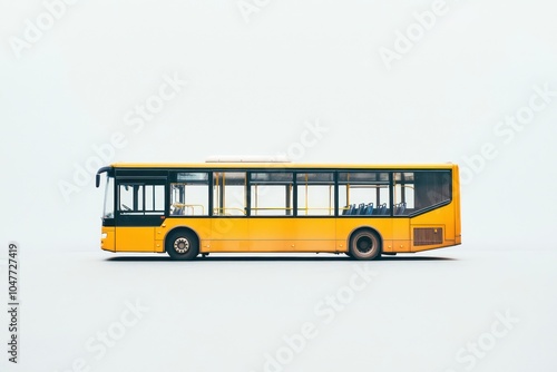 Low-floor bus shown in isolation on a white backdrop. photo