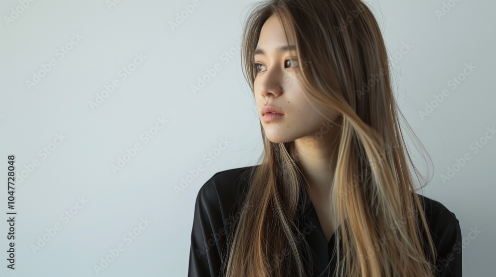 Naklejka premium 金髪の若い日本人のファッションモデル