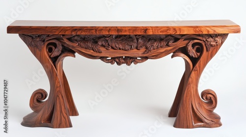 A beautifully finished piece of furniture inspired by cultural motifs, showcasing the artistry and traditions of woodworking.