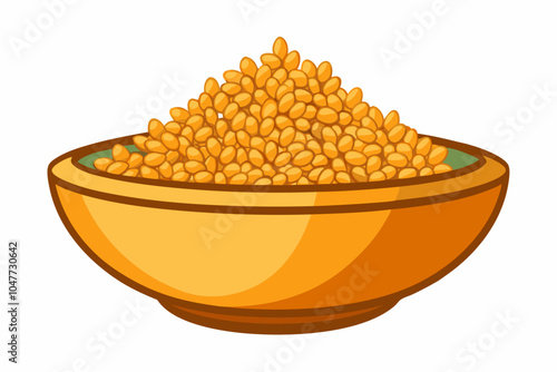  Millet grains in a bowl. Isolated