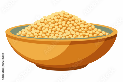  Millet grains in a bowl. Isolated