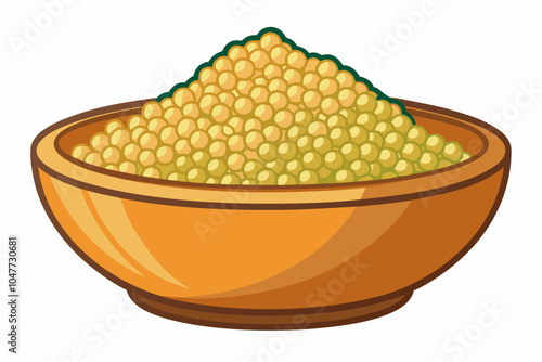  Millet grains in a bowl. Isolated