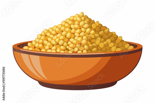  Millet grains in a bowl. Isolated