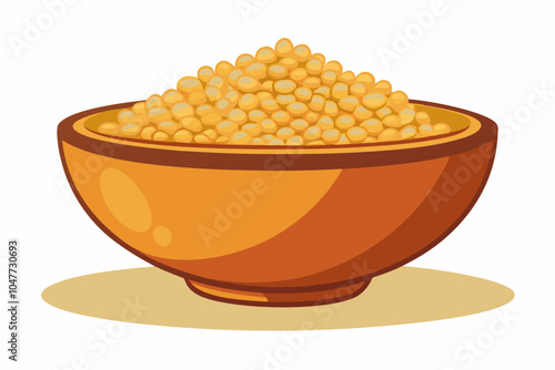  Millet grains in a bowl. Isolated