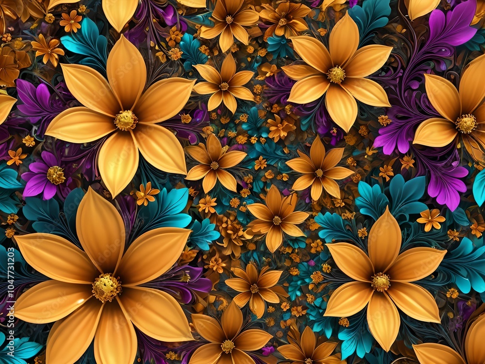 wallpaper representing flowers, in warm and vibrant colors. wallpaper representing flowers, in warm and vibrant colors.