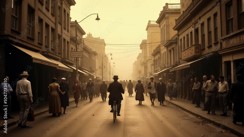 A Timeless Old Photograph Depicting a Busy Street Filled with Traffic, Capturing the Essence of a Bygone Era and Untold Stories A Timeless Old Photograph Depicting a Busy Street Filled with Traffic, Capturing the Essence of a Bygone Era and Untold Stories